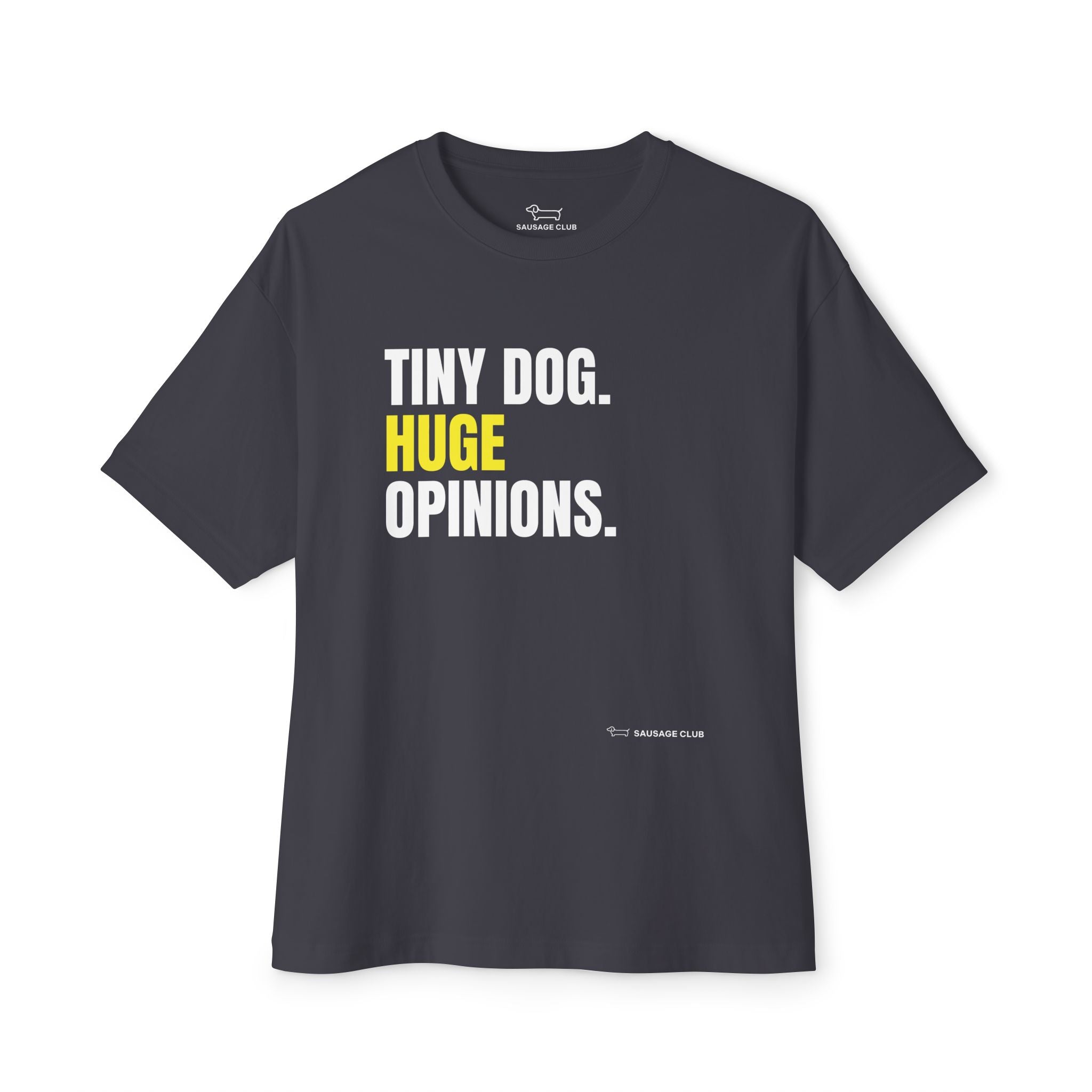Tiny Dog Huge Opinions – Oversized Tee