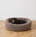 Oval Natural Wool Pet Bed - Beige