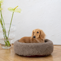 Round Natural Wool Pet Bed - Beige